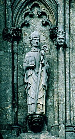 Sculpture of St. Swithun at Stavanger Cathedral